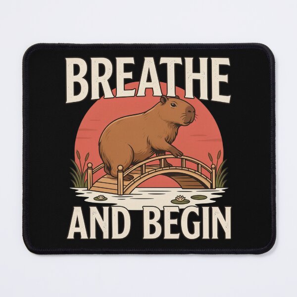 Item preview, Breathe and Begin Capybara – Vintage Zen Nature Design designed and sold by No Excuses Supply.