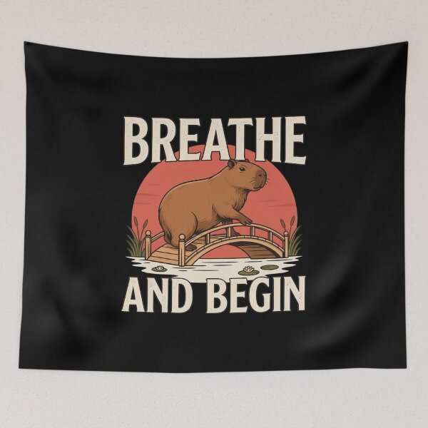 Item preview, Breathe and Begin Capybara – Vintage Zen Nature Design designed and sold by No Excuses Supply.