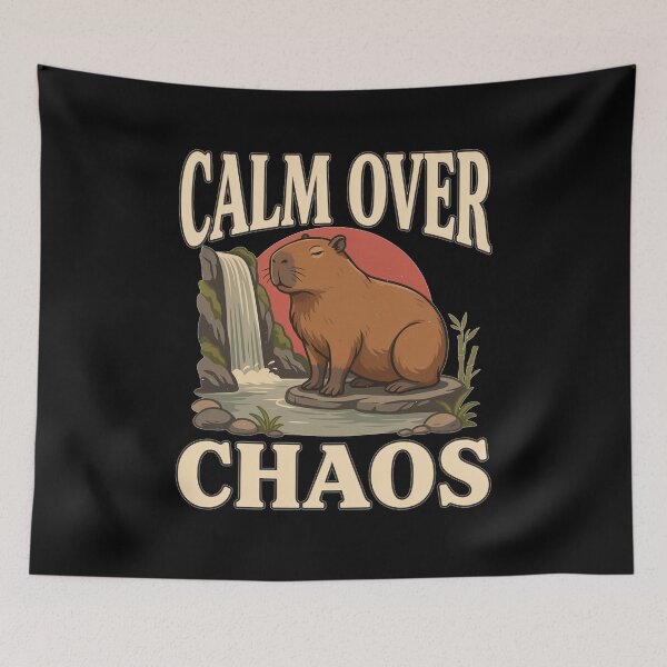 Item preview, Calm Over Chaos Capybara – Vintage Zen Nature Design designed and sold by No Excuses Supply.
