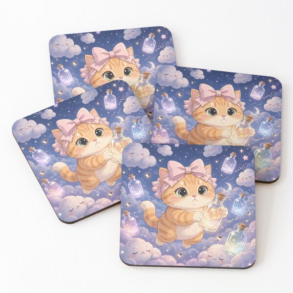 Item preview, Dreamy Kitten Collecting Starlight Wishes designed and sold by Moody Vibes Studio.