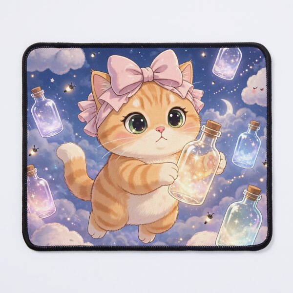 Item preview, Dreamy Kitten Collecting Starlight Wishes designed and sold by Moody Vibes Studio.