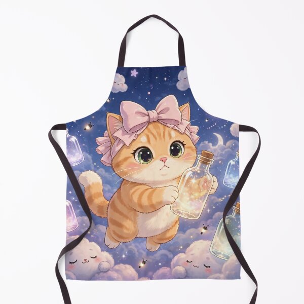 Item preview, Dreamy Kitten Collecting Starlight Wishes designed and sold by Moody Vibes Studio.