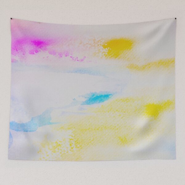 Item preview, Pastel Watercolor Abstract Sky in Pink Yellow and Blue designed and sold by BuckaBaby.
