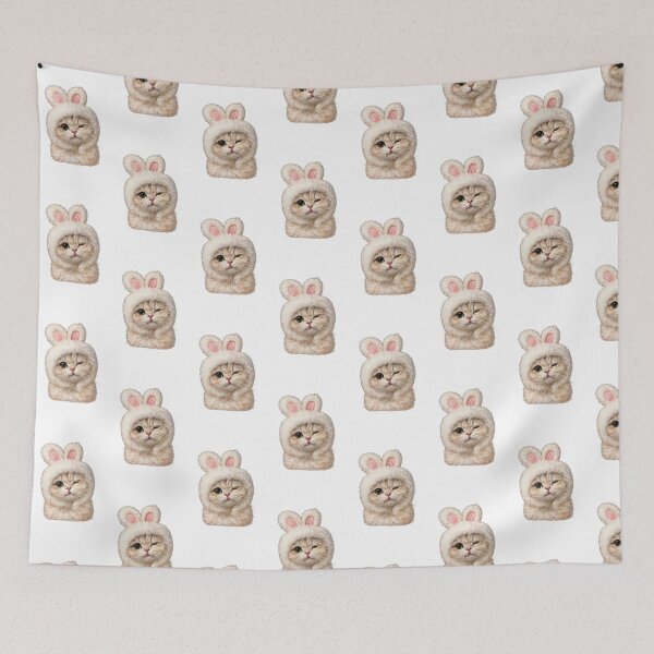 Item preview, Cute Winking kitten in bunny hat designed and sold by ArtLittle.