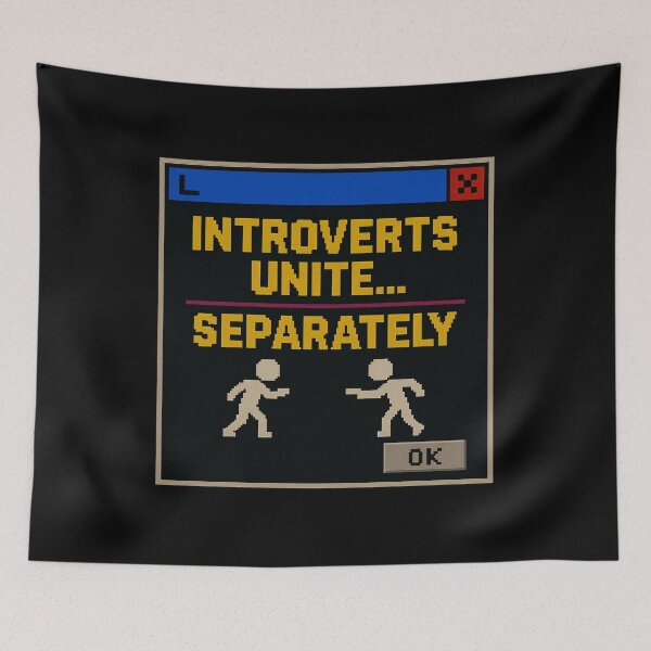 Item preview, Together Separately – Introverts Unite Pixel Humor designed and sold by Mad Factory Designs.