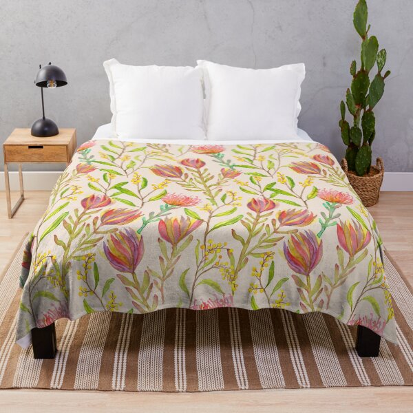 Item preview, Protea Watercolour Floral/Exotic Vibrant Botanical on Cream designed and sold by Moritza Jarman Design.
