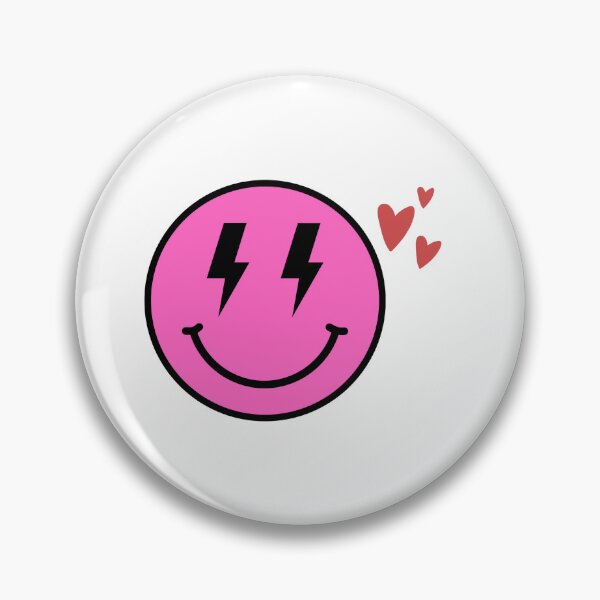 Item preview, Pink lightning bolt eye smiley face with hearts designed and sold by ediejones12.