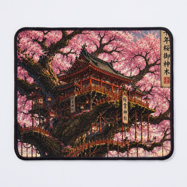 Item preview, The Celestial Cherry Blossom Shrine | Japanese Ukiyo-e Fantasy Art Print designed and sold by Substance_life.