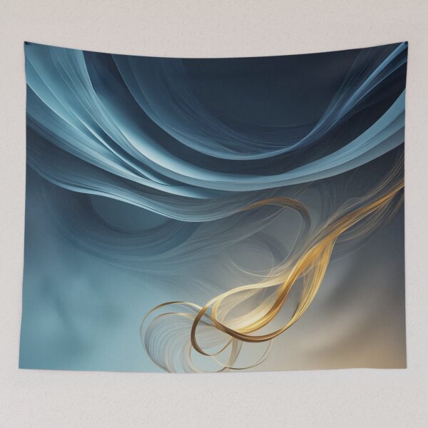 Item preview, Elegant Blue and Gold Fluid Silk Waves designed and sold by Harmonic_Layers.