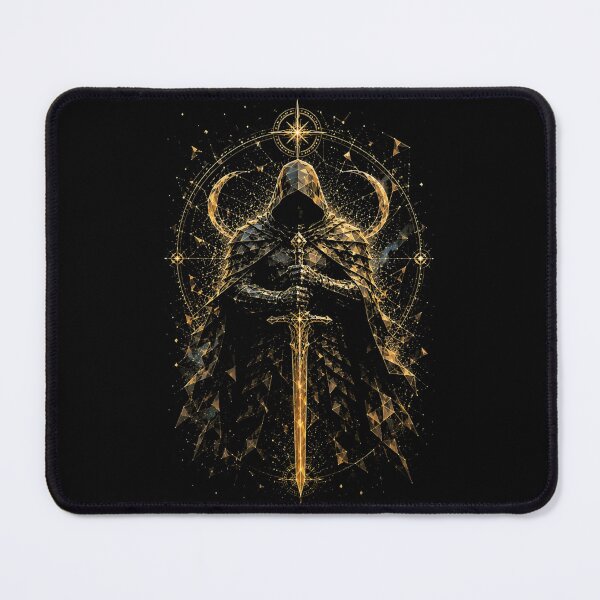 Item preview, Mystic Hooded Warrior Design | Geometric Dark Fantasy Artwork designed and sold by Inner Flame Studio.