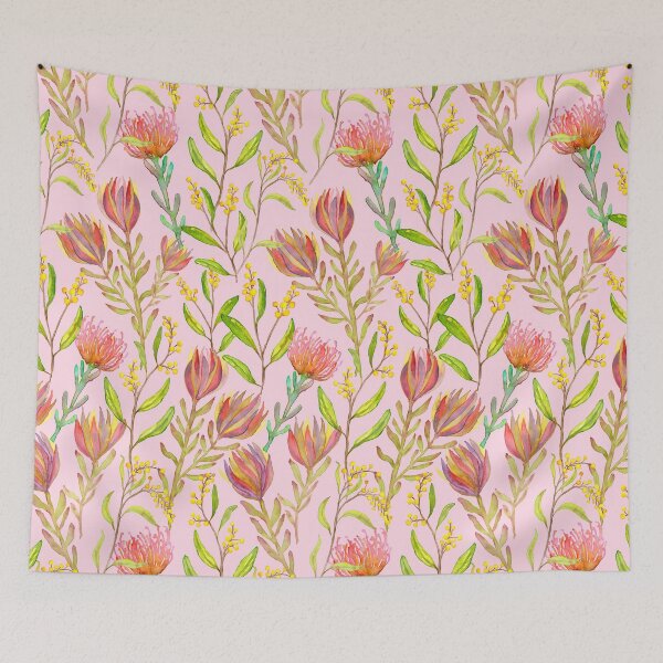Item preview, Hot House Protea Watercolour Floral/Exotic Vibrant Botanical on Pink designed and sold by Moritza Jarman Design.