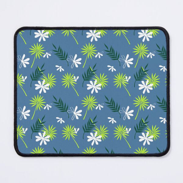 Item preview, Blue Starburst Floral Pattern with Daisies and Fern Leaves Seamless Design designed and sold by 555Design.