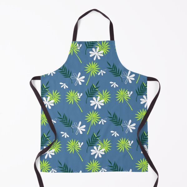 Item preview, Blue Starburst Floral Pattern with Daisies and Fern Leaves Seamless Design designed and sold by 555Design.