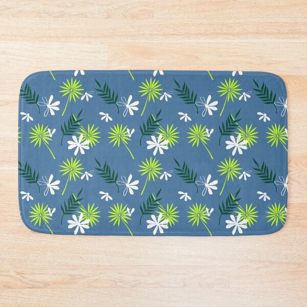Item preview, Blue Starburst Floral Pattern with Daisies and Fern Leaves Seamless Design designed and sold by 555Design.