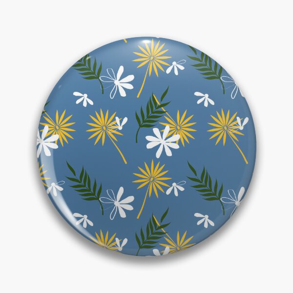 Item preview, Golden Yellow Starburst Floral Pattern with Daisies and Fern Leaves Design designed and sold by 555Design.