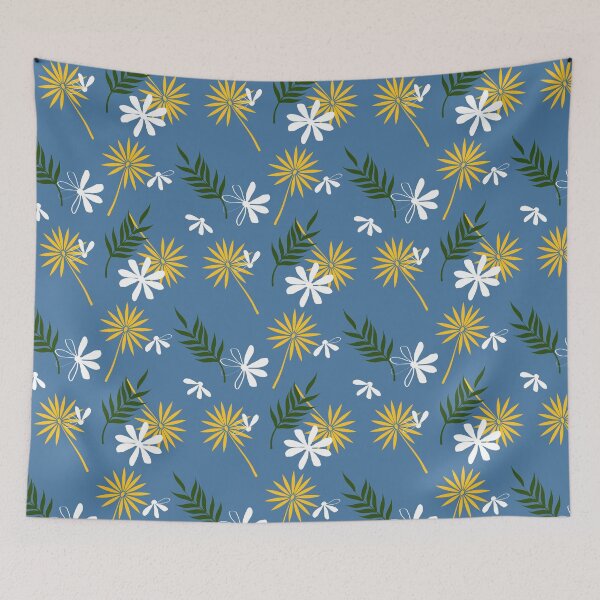 Item preview, Golden Yellow Starburst Floral Pattern with Daisies and Fern Leaves Design designed and sold by 555Design.