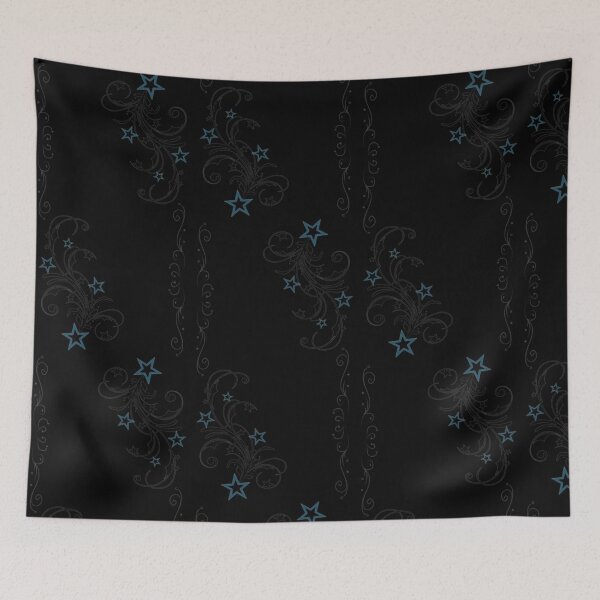 Item preview, y2k black and blue vector flourish with stars designed and sold by BrontesWhimsyStore.