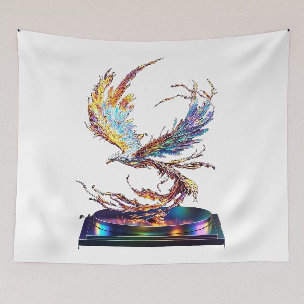 Aperçu de l'œuvre Phénix Arc-en-Ciel Iridescent - Oiseau Mythique aux Plumes Holographiques créée et vendue par RAYBIL.
