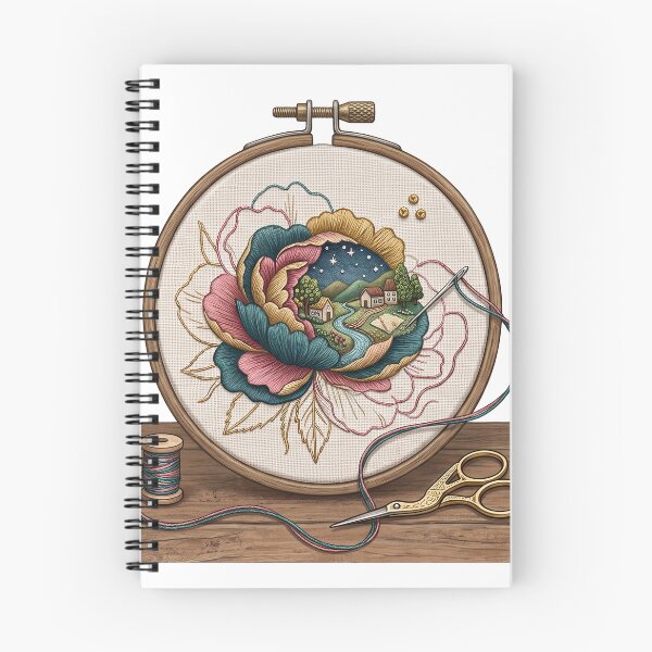 Item preview, Embroidery Hoop Floral Village Night Sticker designed and sold by Gifts0.