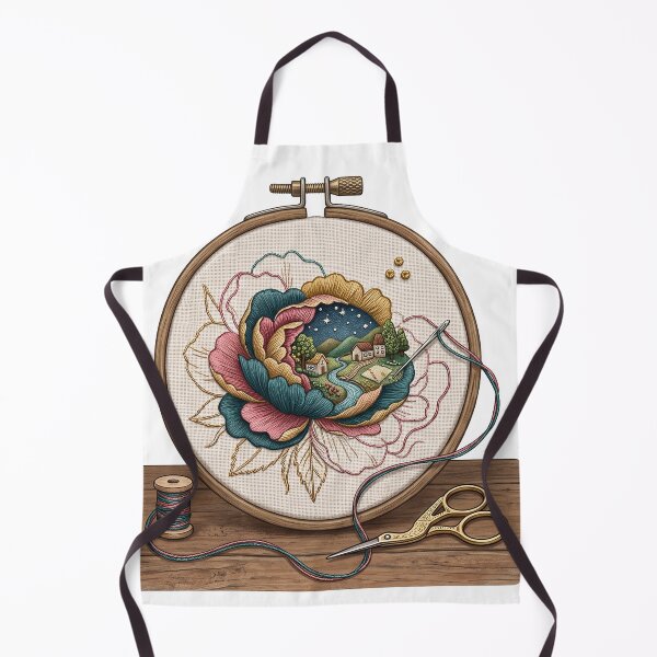 Item preview, Embroidery Hoop Floral Village Night Sticker designed and sold by Gifts0.