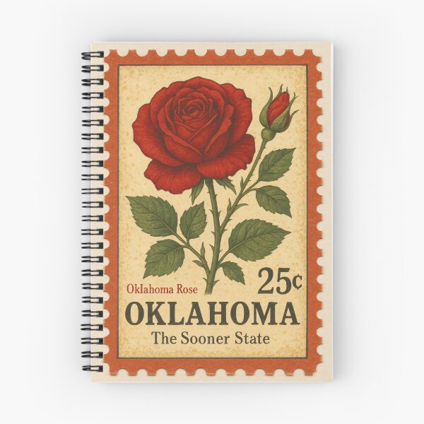 Item preview, Oklahoma State Stamp Art Posters | State Flower Wall Art | Vintage Rose Print designed and sold by codeslinger.