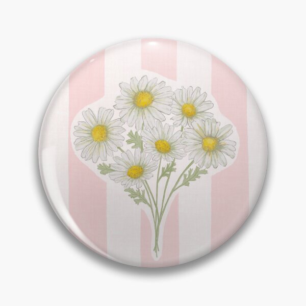 Item preview, Country Cottage Daisy preppy stripe small floral pink & white designed and sold by Moritza Jarman Design.