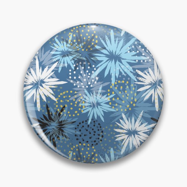 Item preview, Dense Blue Starburst Floral Pattern with Textured Dotted Circles Design designed and sold by 555Design.