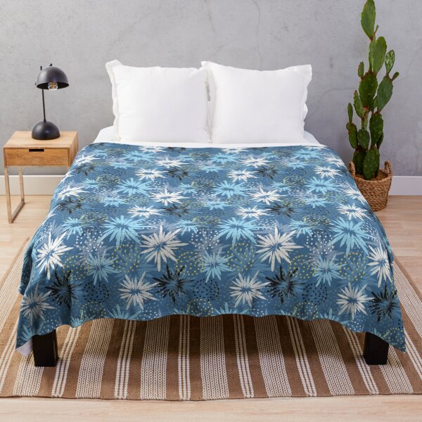 Item preview, Dense Blue Starburst Floral Pattern with Textured Dotted Circles Design designed and sold by 555Design.