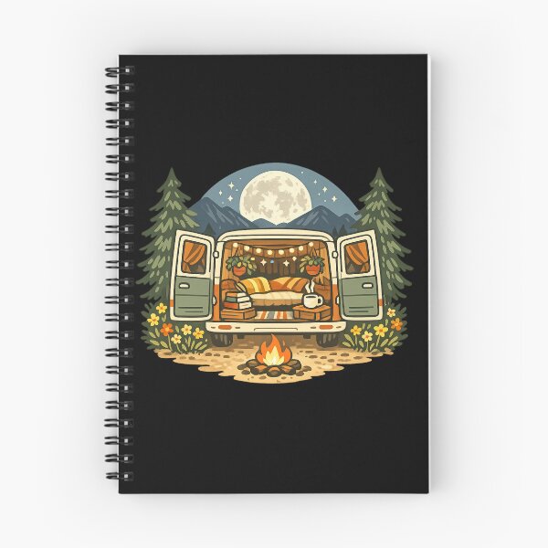 Item preview, Cozy Camper Van Campfire Moonlit Illustration designed and sold by ArtoryWorks.