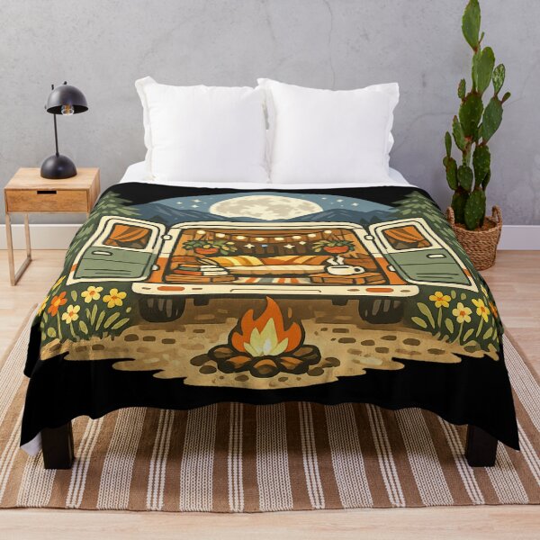Item preview, Cozy Camper Van Campfire Moonlit Illustration designed and sold by ArtoryWorks.