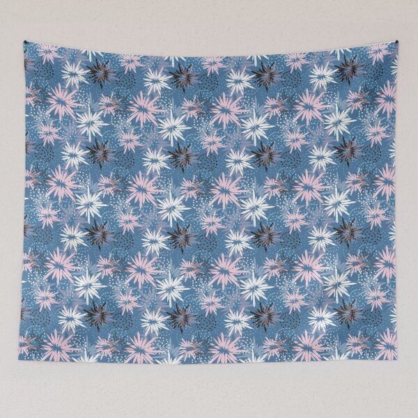 Item preview, Pink Blue Starburst Daisy Pattern with Dotted Textured Circles Design designed and sold by 555Design.