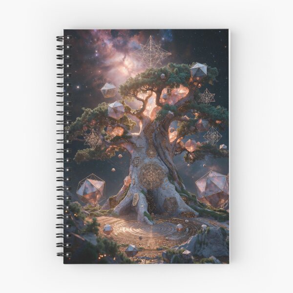 Item preview, Cosmic Oak Guardian Crystal Tree Art designed and sold by IntelliMindDesigns.