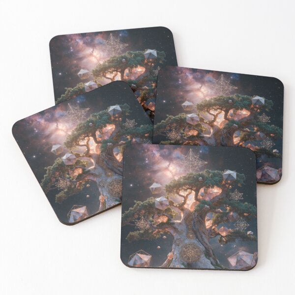 Item preview, Cosmic Oak Guardian Crystal Tree Art designed and sold by IntelliMindDesigns.