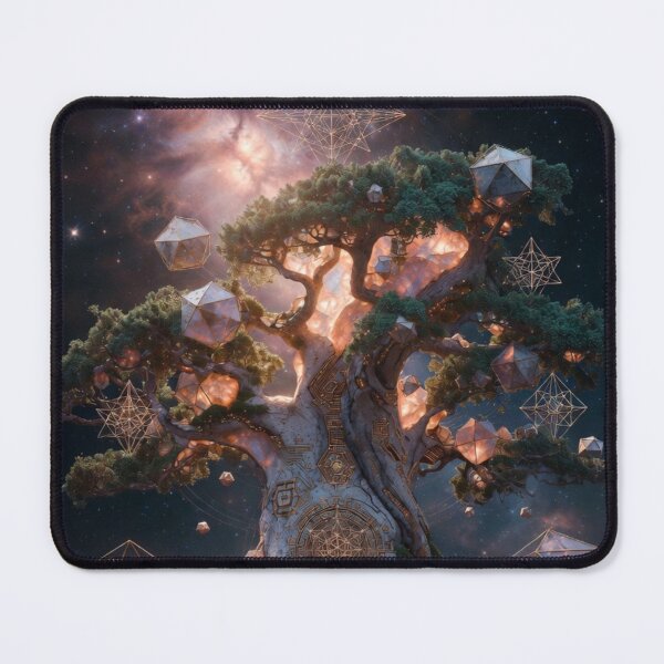 Item preview, Cosmic Oak Guardian Crystal Tree Art designed and sold by IntelliMindDesigns.