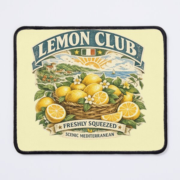 Item preview, Vintage Lemon Club Italian Mediterranean Summer Illustration  designed and sold by NinaVibeStudio.