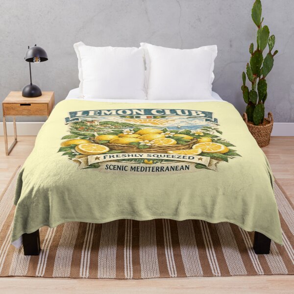 Item preview, Vintage Lemon Club Italian Mediterranean Summer Illustration  designed and sold by NinaVibeStudio.
