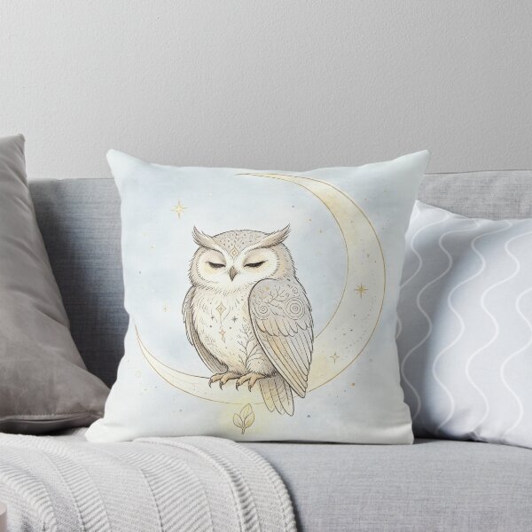 Item preview, Owl on Crescent Moon designed and sold by aolisakshop.