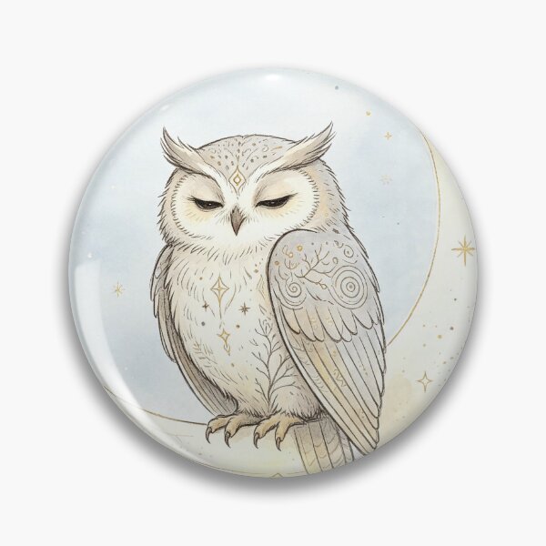 Item preview, Owl on Crescent Moon designed and sold by aolisakshop.
