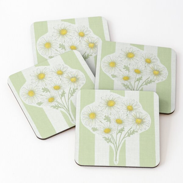 Item preview, Country Cottage Daisy preppy stripe small floral green & white designed and sold by Moritza Jarman Design.