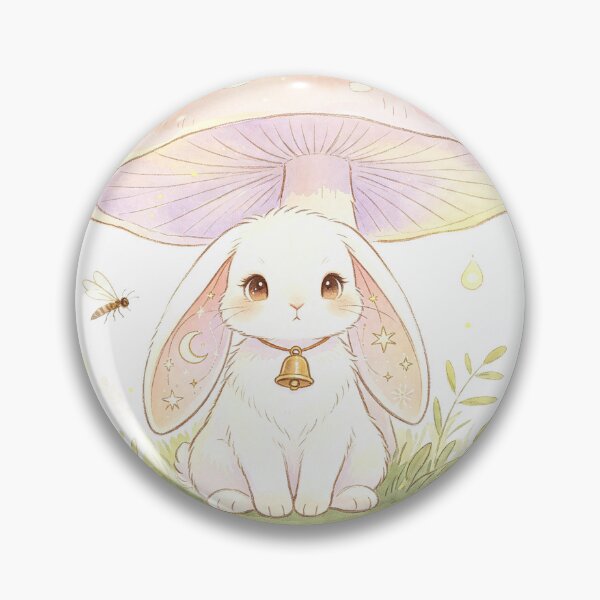 Item preview, Bunny Under Pink Mushroom designed and sold by aolisakshop.