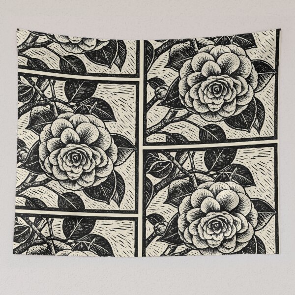 Item preview, Camellia | Botanical Linocut designed and sold by Linoluca.