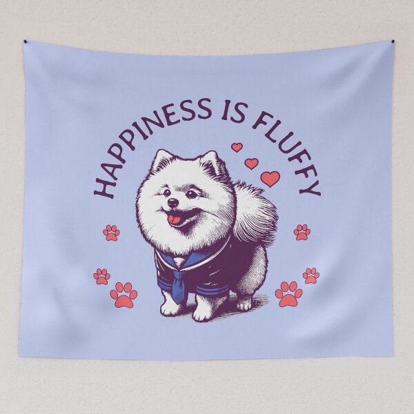 Item preview, Happiness Is Fluffy Cute Pomeranian Dog Lover Funny Puppy Design designed and sold by Sachie's Studio.