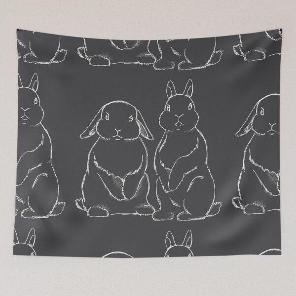 Item preview, Curious Periscope Bunnies White Pencil Sketch designed and sold by tayaan.