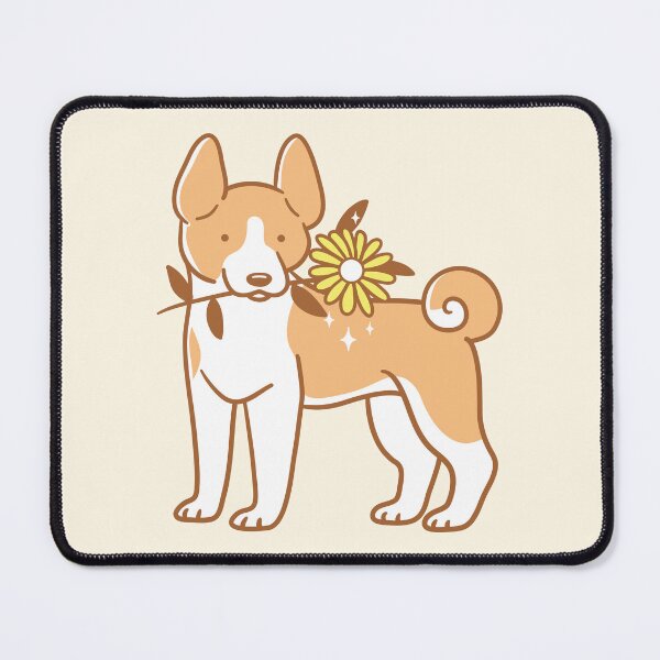 Item preview, Basenji dog holding flower designed and sold by Wlaurence.