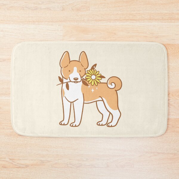 Item preview, Basenji dog holding flower designed and sold by Wlaurence.