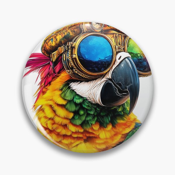 Item preview, Steampunk Parrot With Colorful Feathers And Fantasy Goggles designed and sold by DEC02.