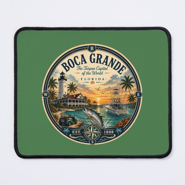 Item preview, Boca Grande Badge | The Tarpon Capital of the World Retro Florida Emblem designed and sold by piketo.