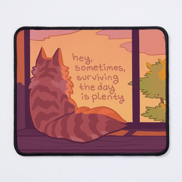 Item preview, "Surviving the Day is Plenty" Sunset Window Cat designed and sold by thelatestkate.