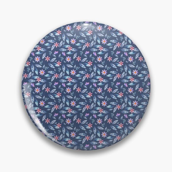 Item preview, Navy Ditsy Floral Pattern with Silver Blue Leaves and Coral Flowers designed and sold by 555Design.