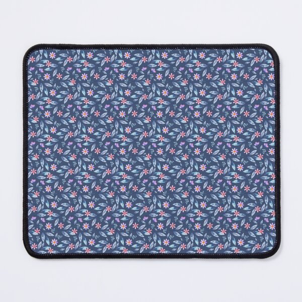 Item preview, Navy Ditsy Floral Pattern with Silver Blue Leaves and Coral Flowers designed and sold by 555Design.